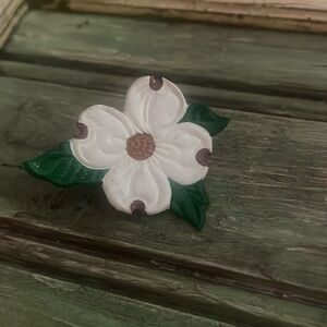 White flower brooch
